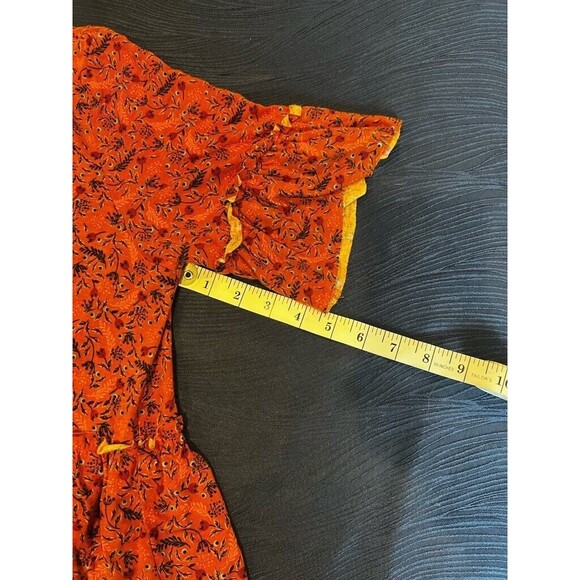 Matilda Jane Blouse Women's Size Small Casual Floral Short Sleeve Orange - Picture 4 of 6